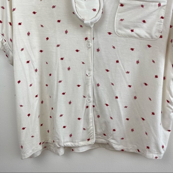 PacSun L.A Hearts Flower Print Eye Mask Pajama Top Set Women’s Size S - Picture 7 of 12